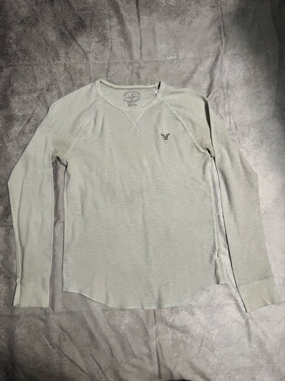 American Eagle Outfitters Light cream/white Long Sleeve Waffle Crew